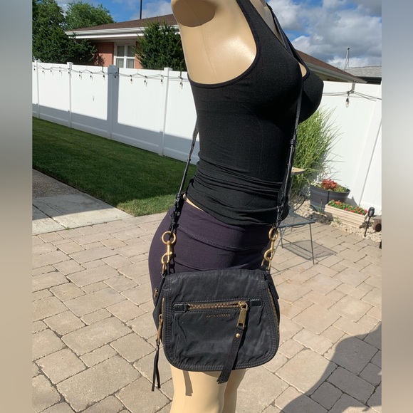 Marc Jacobs Black Nylon PVC Trim Fold Over Crossbody Bag - Picture 1 of 11